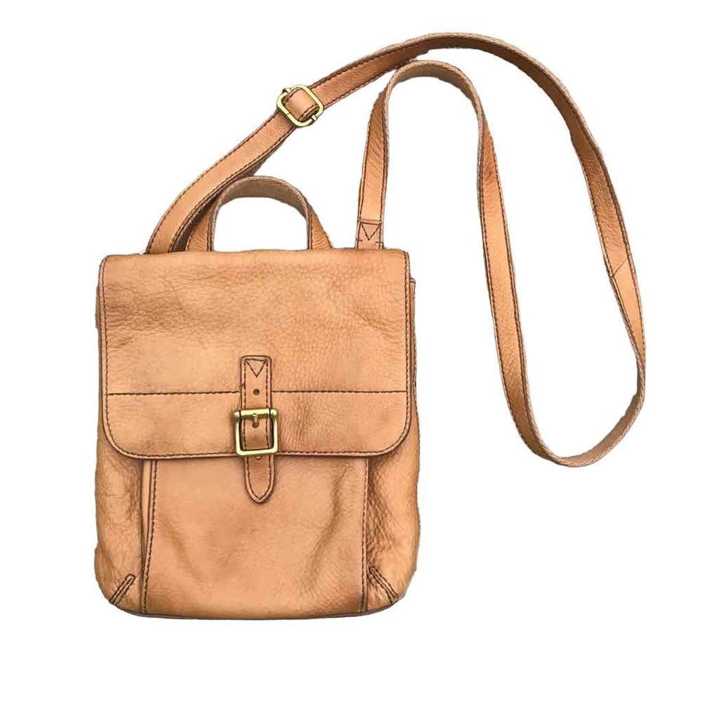 Fossil Leather Crossbody Purse Messenger Mini Style Camel Tan Color